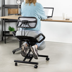 Gray Adjustable Ergonomic Kneeling Chair with Back Support
