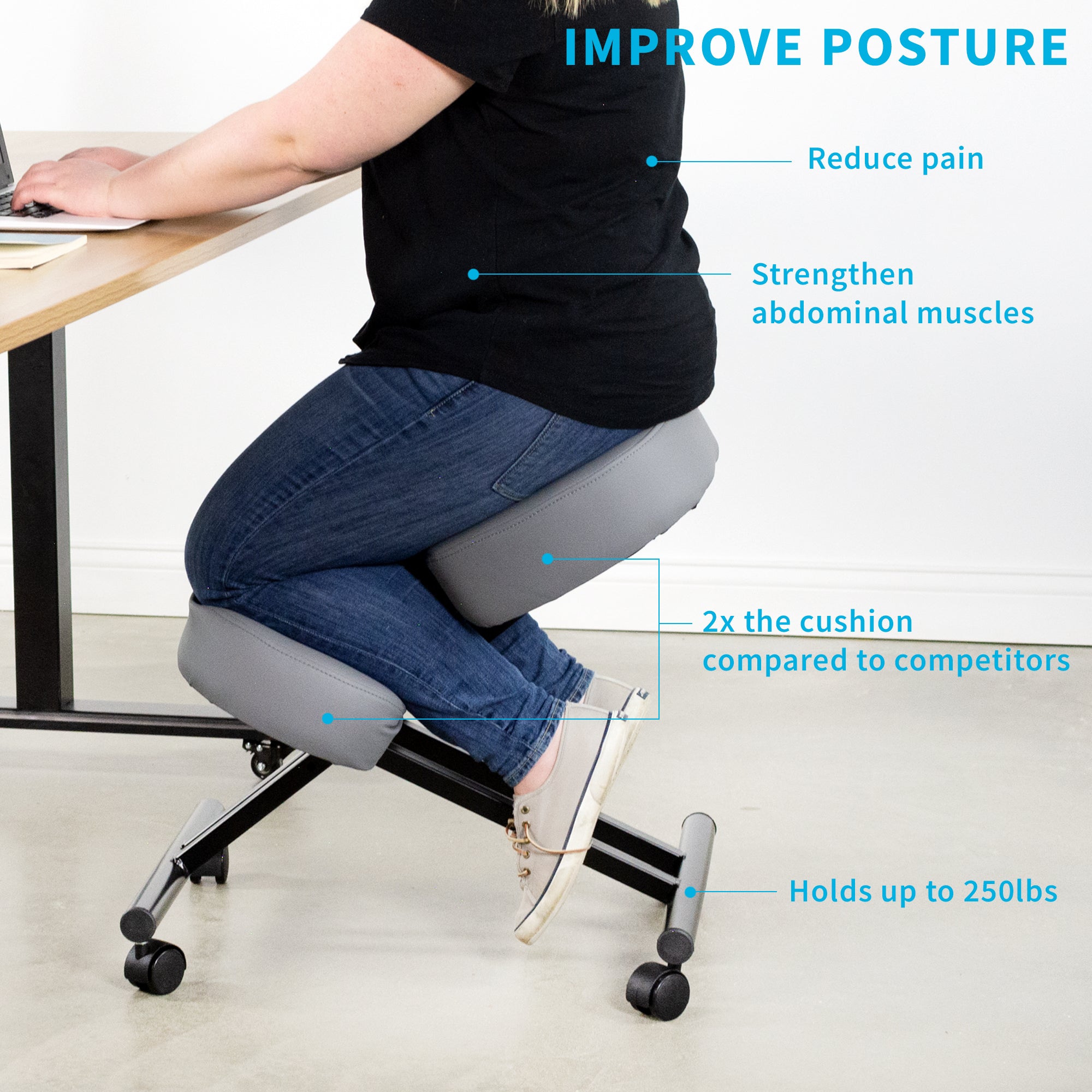 Gray Adjustable Ergonomic Kneeling Chair