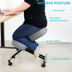 Ergonomic Kneeling Chair, Adjustable Stool for Home and Office - Improve  Your Posture with an Angled Seat - Thick Comfortable Moulded Foam Cushions  