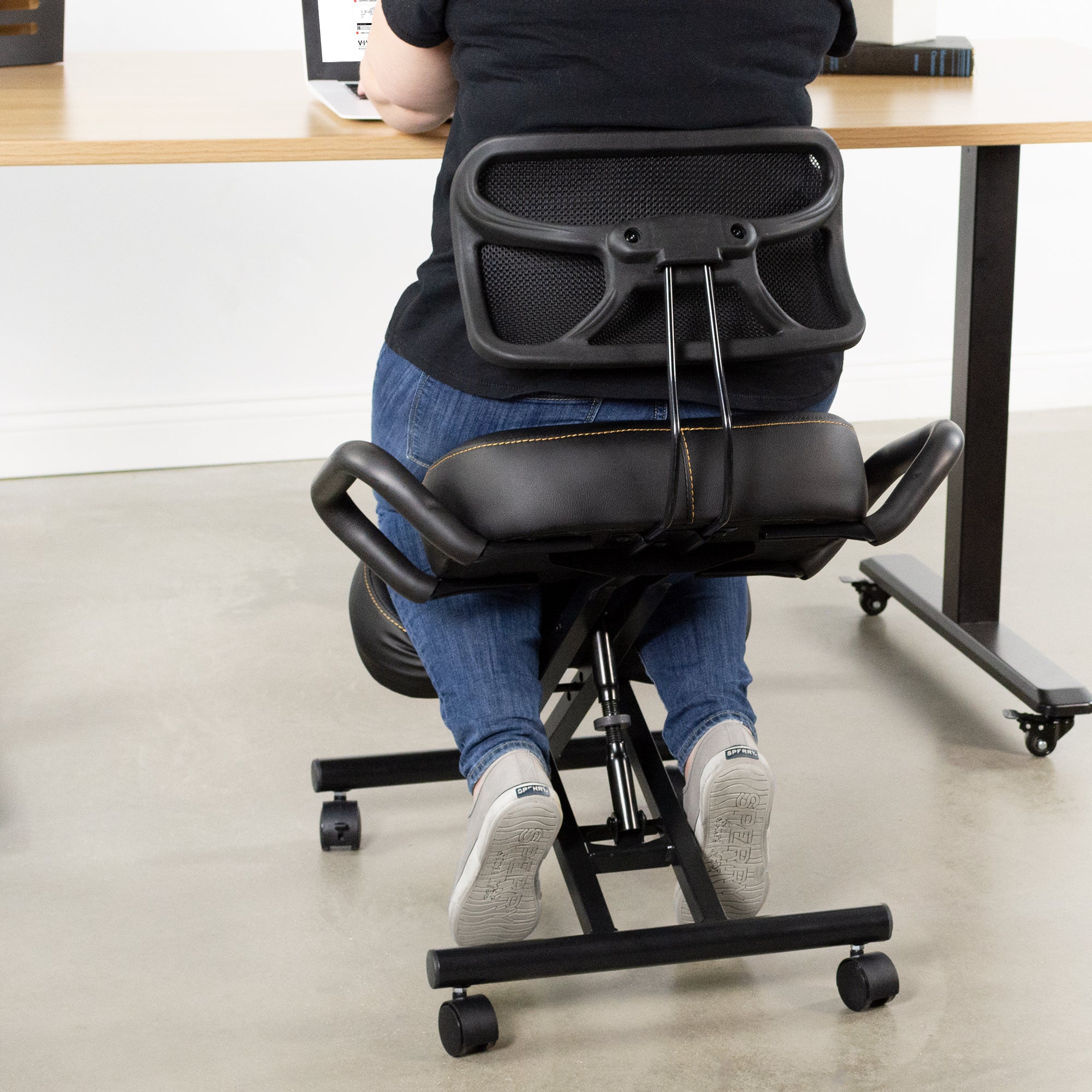 Body Support Chair Black Adjustable Ergonomic Kneeling Chair with Back Support – Dragonn