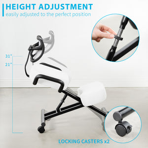 White Adjustable Ergonomic Kneeling Chair with Back Support