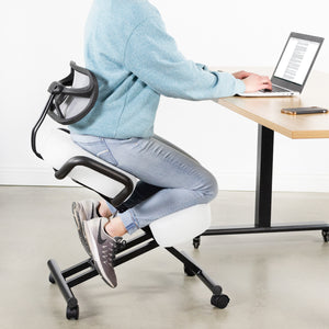 White Adjustable Ergonomic Kneeling Chair with Back Support