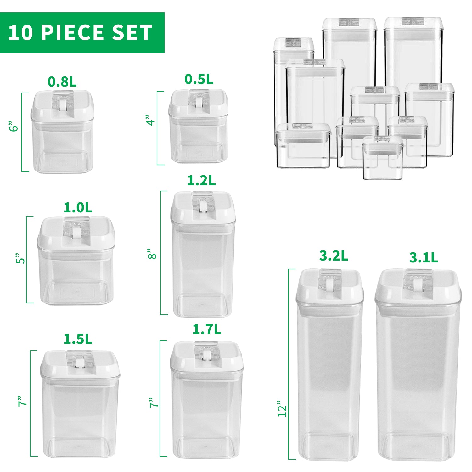 DN-KW-FS10<br><br>(10) Ten Piece Food Container Set
