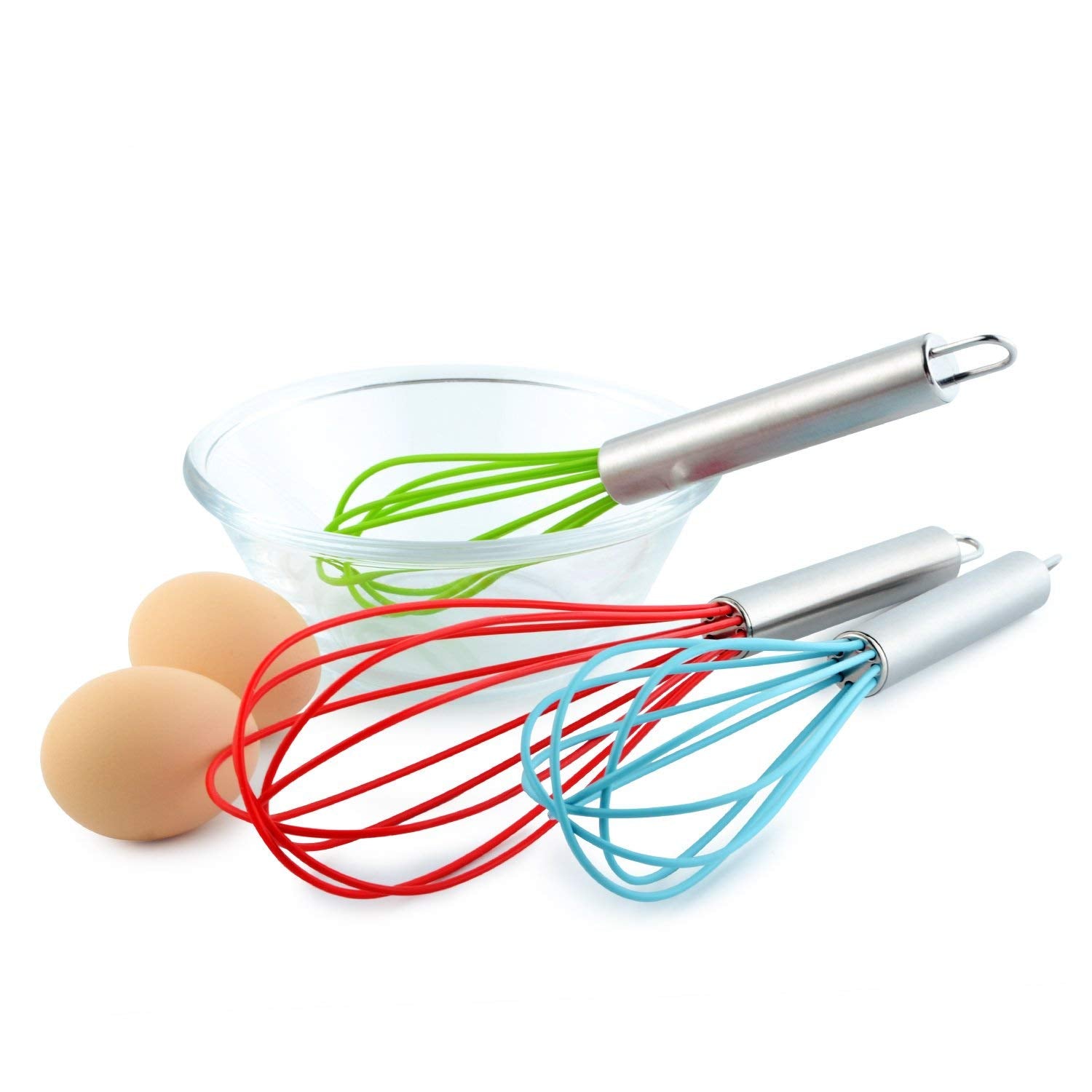 Multi-Color Silicone Whisk (Set of 3)