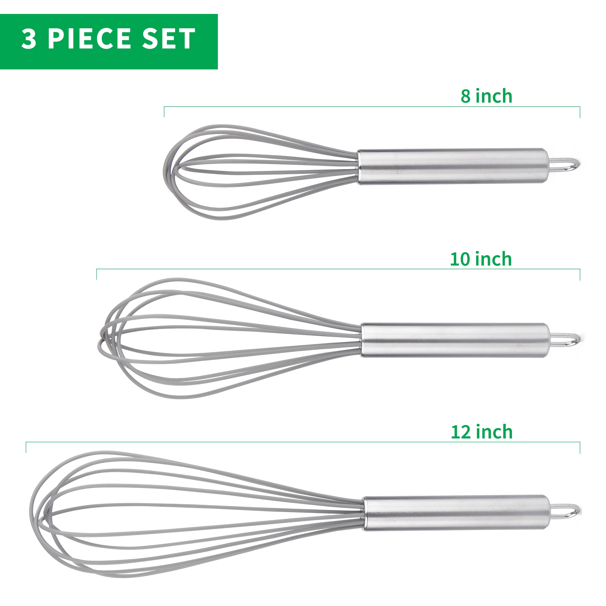 Gray Silicone Whisk (Set of 3)