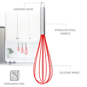 Red Silicone Whisk (Set of 3)
